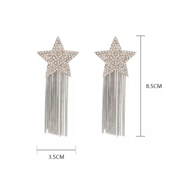 Star-studded Fringed Earrings - Picture 2 of 3